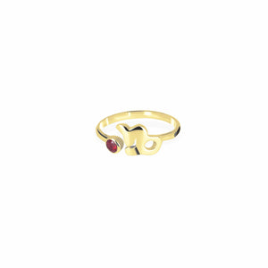 Capricorn Zodiac Adjustable Ring For Women With Garnet Gems