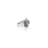 Classic Balinese Sterling Silver Ring With Turquoise In Sterling Silver