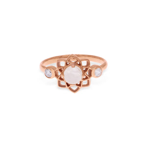 Moonstone Rose Gold Plated Ring in Sterling Silver