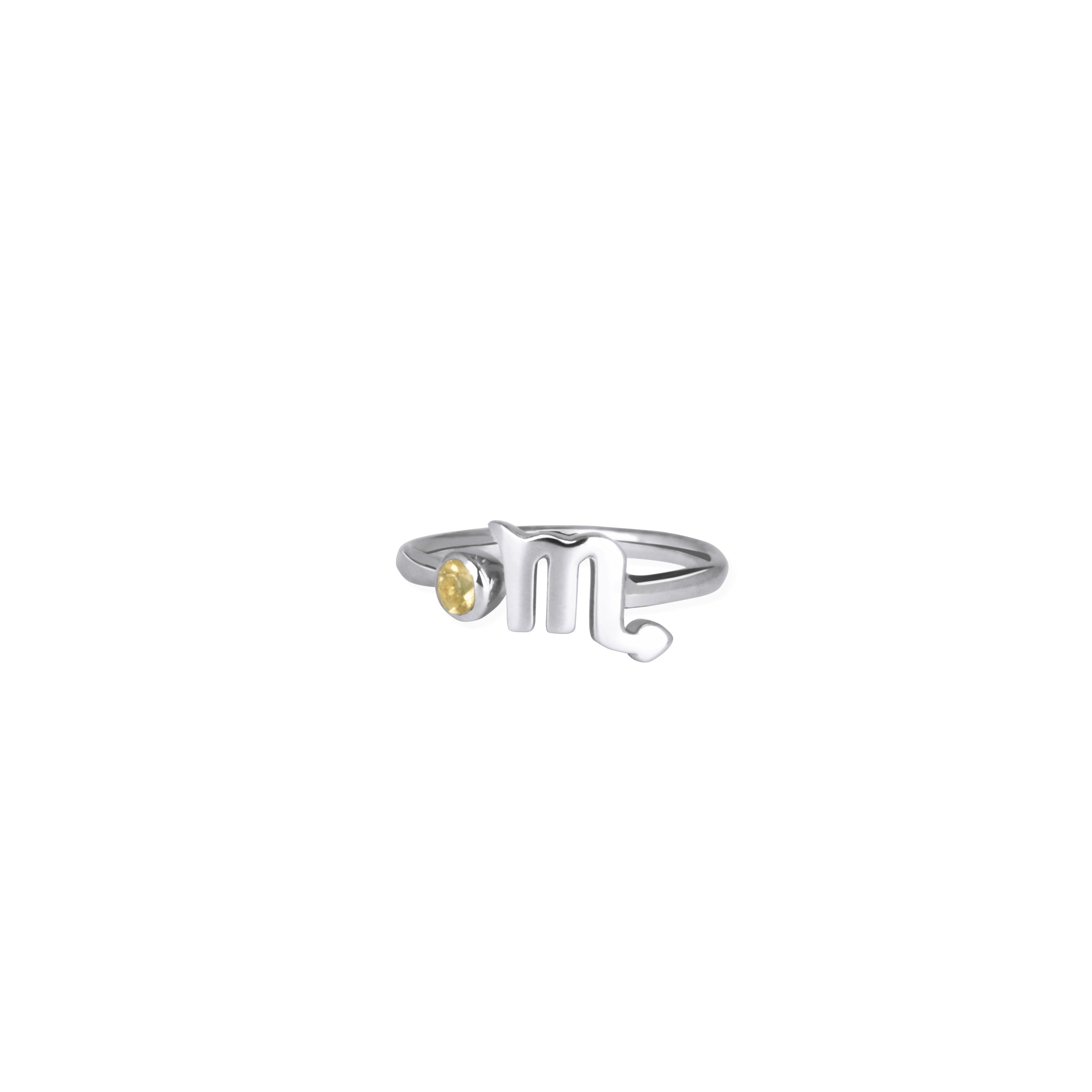 Scorpio Zodiac Adjustable Ring For Women In 925 Silver With Citrine Gems