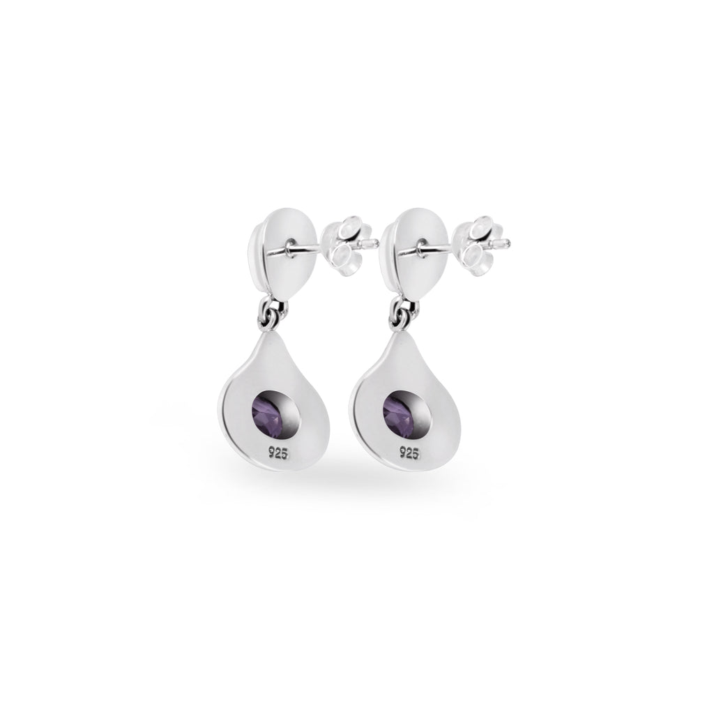 Granulation Stud Earrings With Gemstone in 925 Silver Jawan Gunung Collections