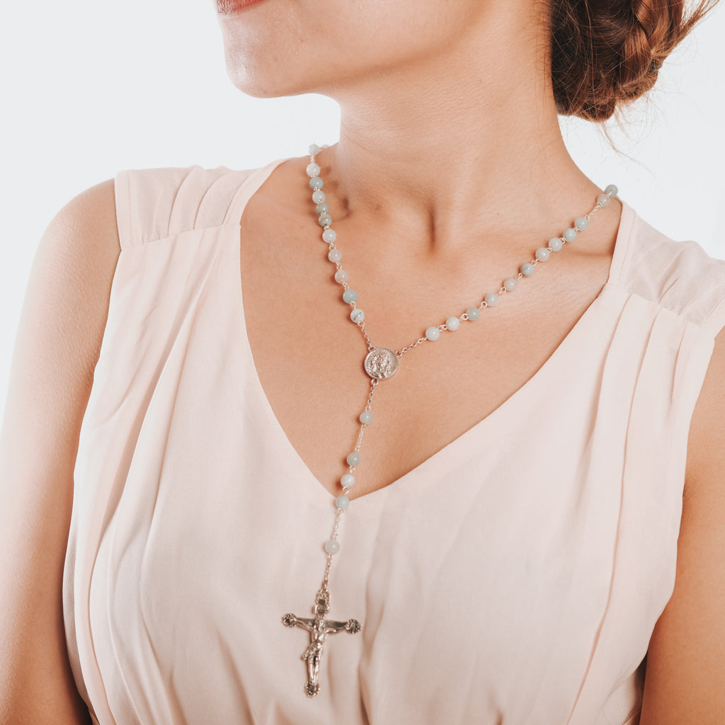 Rosario Necklace in sterling silver 925 with Aquamarine/N.394AQ