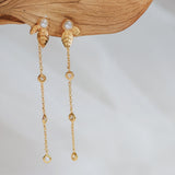 Dainty Drop Pearl Earrings In 925 Sterling Silver With 24k Gold Plated