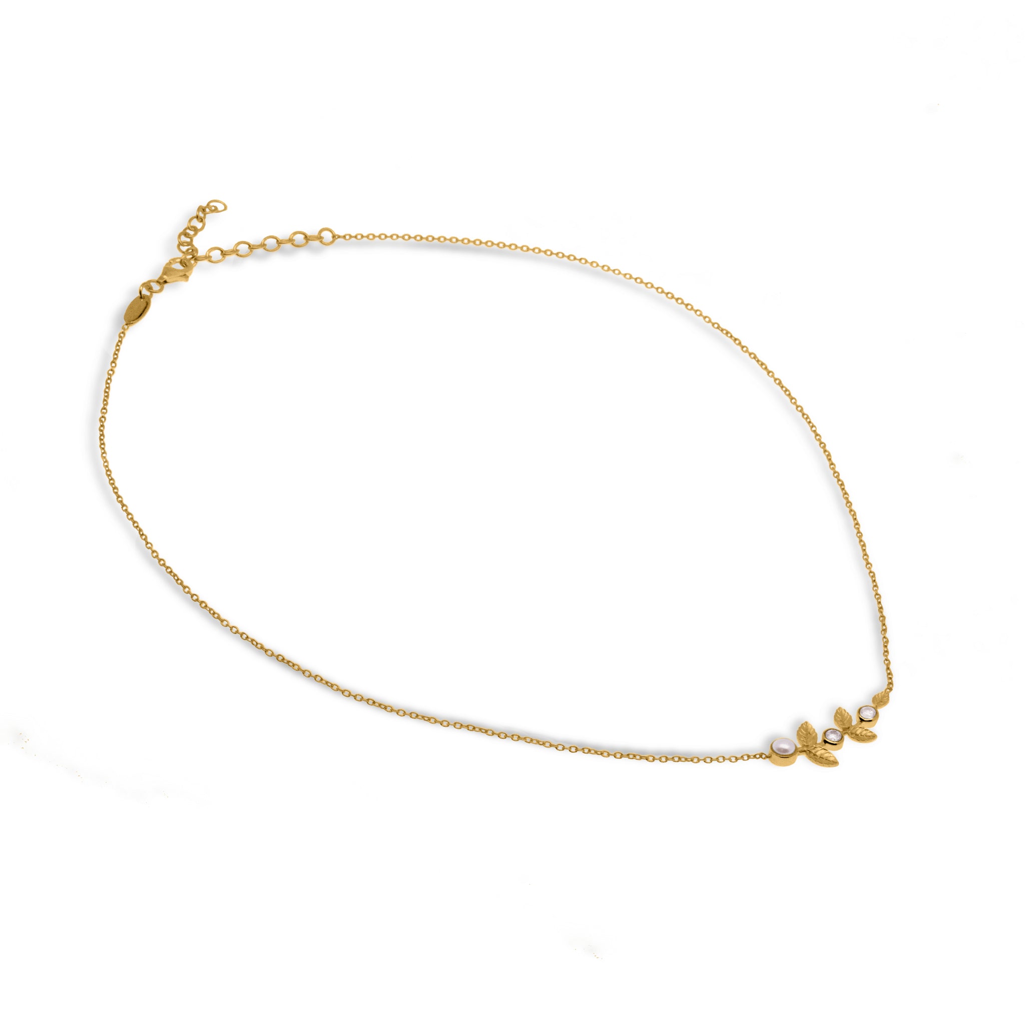 Dainty Pearl Necklace In 925 Sterling Silver With Zircon, 24k Gold Plated/ Rhodium