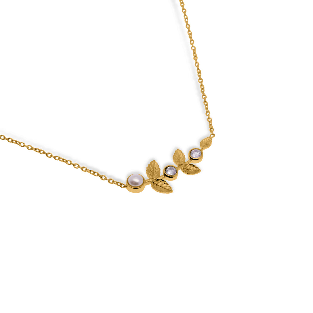 Dainty Pearl Necklace In 925 Sterling Silver With Zircon, 24k Gold Plated/ Rhodium
