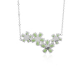Floral Lush Fancy Fancy Necklace in 925 Sterling Silver With Peridot Gems and Rhodium Plated