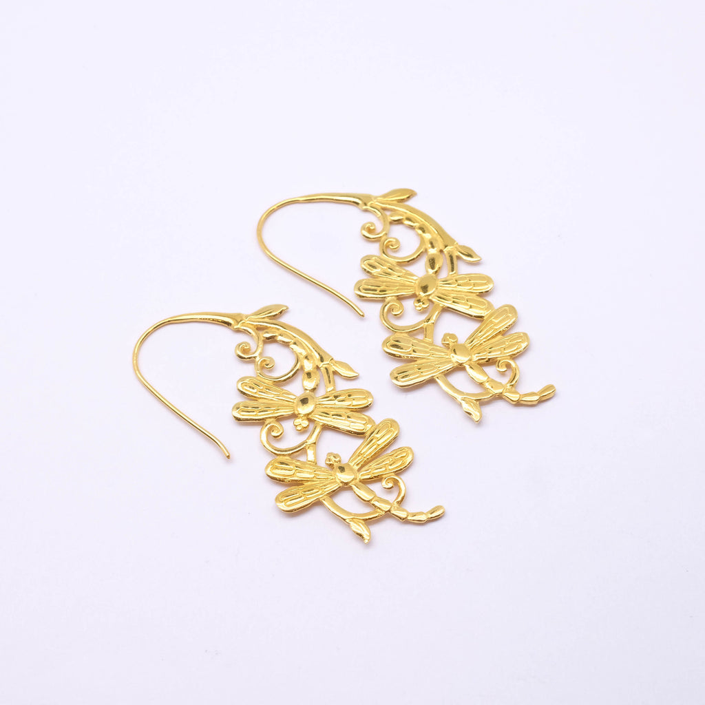 Silver Earrings Capung Collection Gold Plated