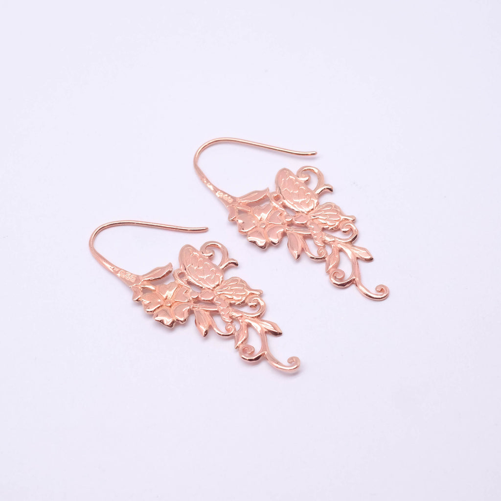Unique Statement Butterfly Hoop Earring With Rose Gold Plated