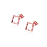 Tiny Geometric Square Stud Earrings 925 Sterling Silver