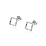 Tiny Geometric Square Stud Earrings 925 Sterling Silver