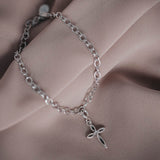 Dainty Cross Charm In 925 Sterling Silver With Zircon (charm Only)