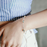 Two-Tone Gemstone Bangle In 925 Sterling Silver Pelangi Collections