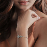 Dainty Pearl Bracelet In Sterling Silver With Zircon and 24k Gold Plated/ Rhodium, Adjustable Size