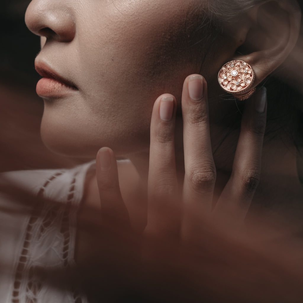 Flamboyan Subeng Stud Earrings Rose Gold Plated