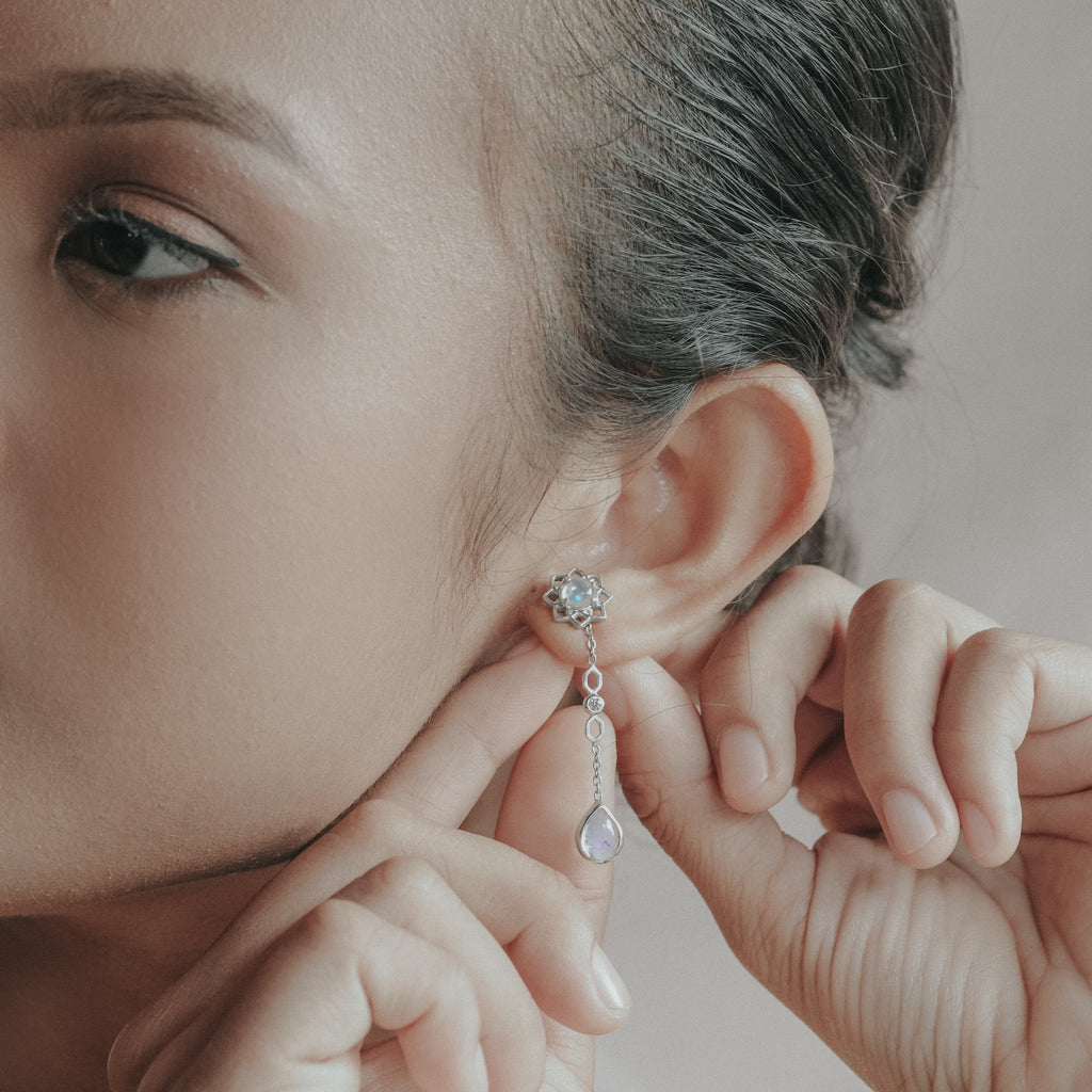 Moonstone Teardrop Earrings in Sterling Silver