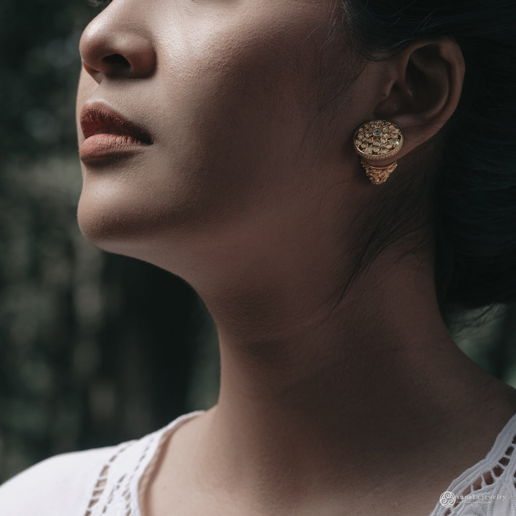 Flamboyan Subeng Stud Earrings Gold Plated