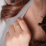 Dainty Pearl Ring In Silver With Fresh Water Pearl, Zircon, And 24k Gold Plated