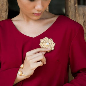 Padma Acala Brooch 24k Gold Over Sterling Silver
