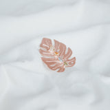 Monstera Brooch In 925 Sterling Silver With 18crt Rose Gold Plated