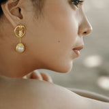 Vintage Gold Plated Drop Pearl Earrings