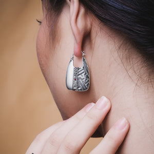 Patra Mesir Silver Hoop Earrings/E.761