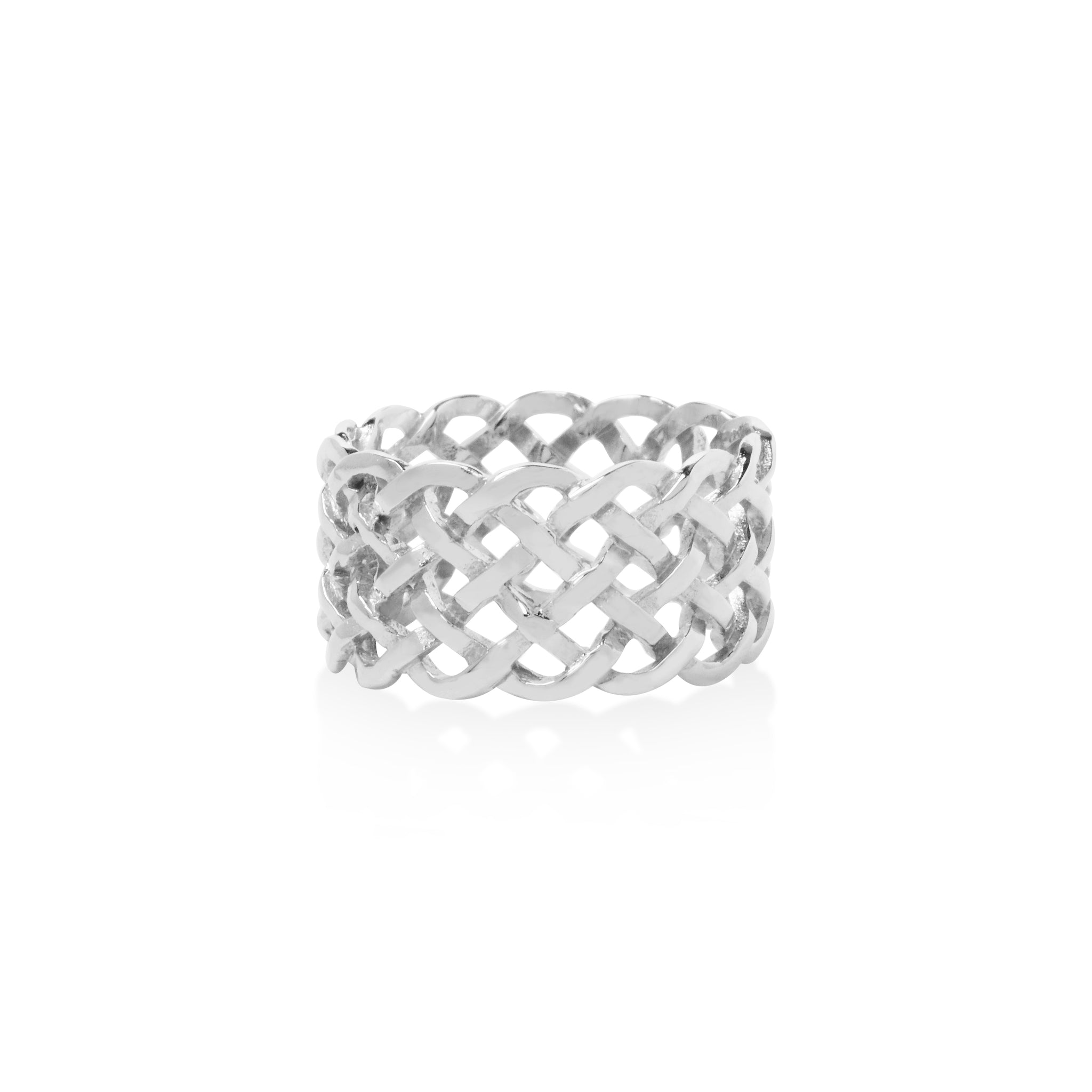 Woven Wide Band Ring 925 in Sterling Silver