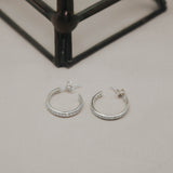Simple Bar Hoop Earrings In 925 Silver With White Zircon