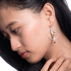 Nirmana Statement Drop Earrings In 925 Sterling Silver With Rhodium And Rose Gold Plated