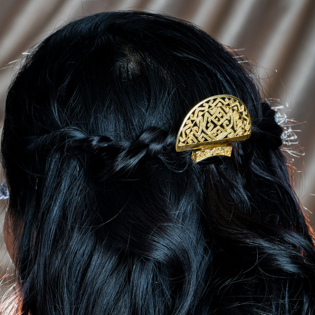 Songket Hairpiece In 915 Sterling Silver With 24 Carat Gold Plated