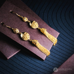 Songket Gold Plated Drop Chain Earrings